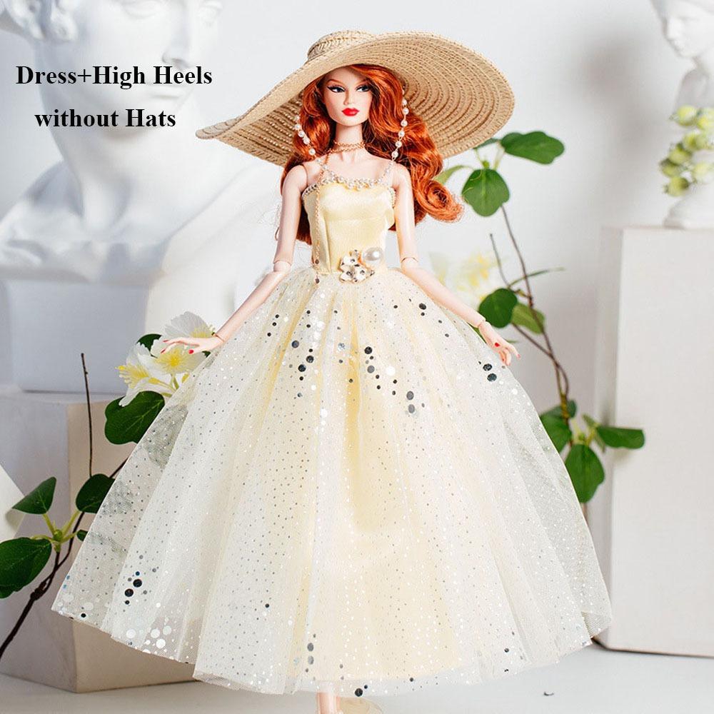 DIY Girls Sequin Dresses European Wedding Dresses New Lace Golden Dress Set for 30cm BJD Doll