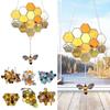 Car Honeycomb Hanging Ornament Cartoon Bee Sun Catcher Farmhouse Garden Yard Acrylic Car Interior Decor Window Hanging Ornament
