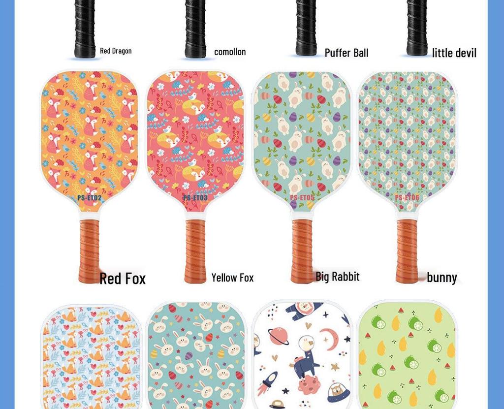 Children's Cartoon Fiberglass Pickleball Paddle Set
