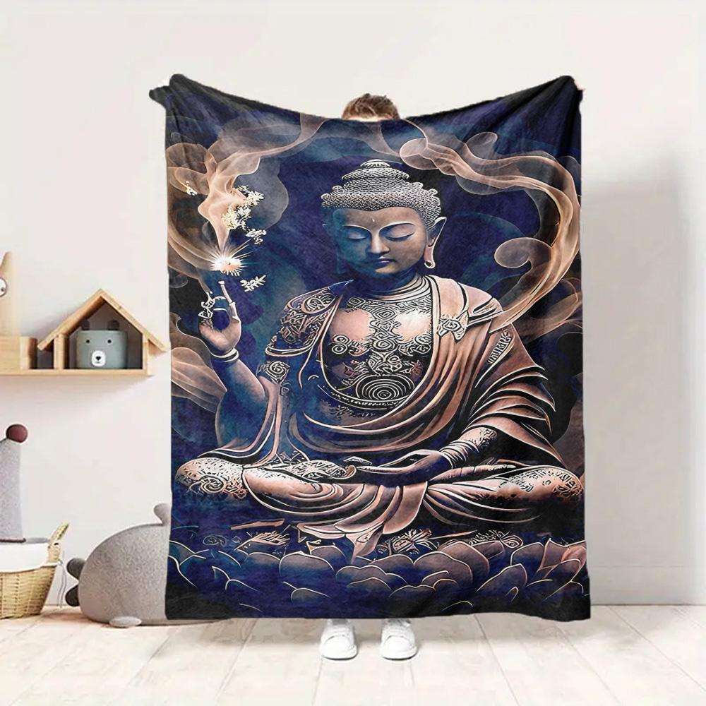 Buddha Lotus Flannel Blanket Throw Blanket Soft Warm Sofa Bed Camping Car home Decor Unique Christmas Gift C9302355