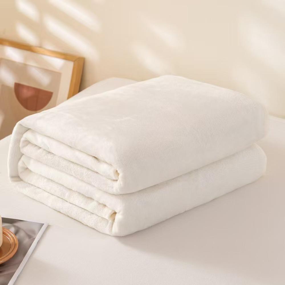 Skin-friendly Flannel Blanket Solid Color Bed Sheet Sofa Blanket Summer Sleep Blanket  Bedroom