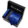 Barry.Wang Men's Necktie Hanky Cufflinks Paisley Jacquard Silk Ties Set with Gift Box