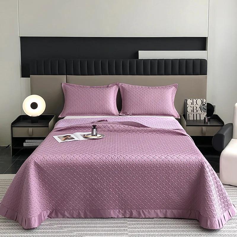 Высококачественный однотонный трехпредметный комплект покрывала для кровати в европейском стиле из 60 тенселя большого размера из лиоцелла тенселя утолщенное стеганое покрывало