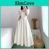 Slim Summer Dress Women For Waist Black Dress French Square Neck Kneelength Dress
