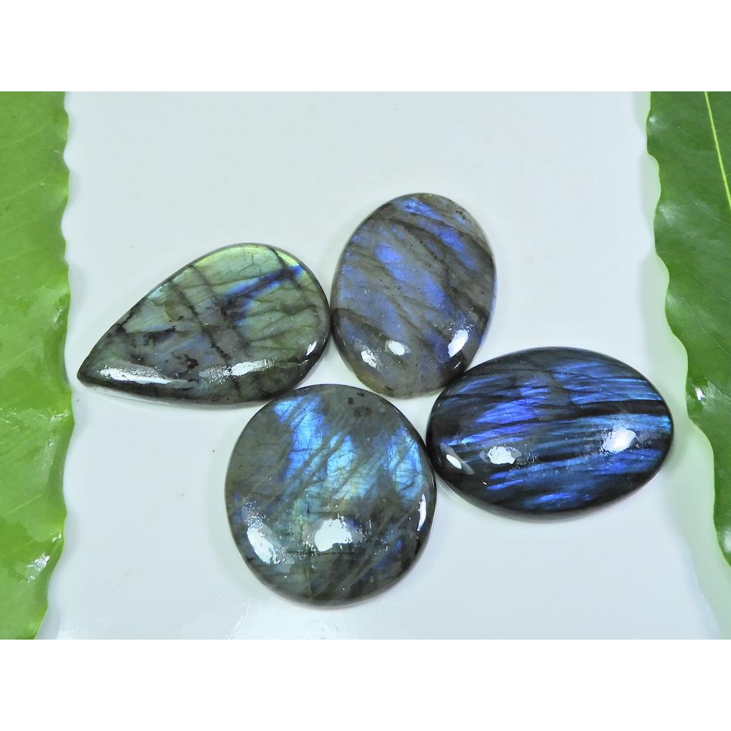 35X35-30X45MM Natural Multi Labradorite Mix Cabochon Loose Gemstone 4Pcs Lot LL-957