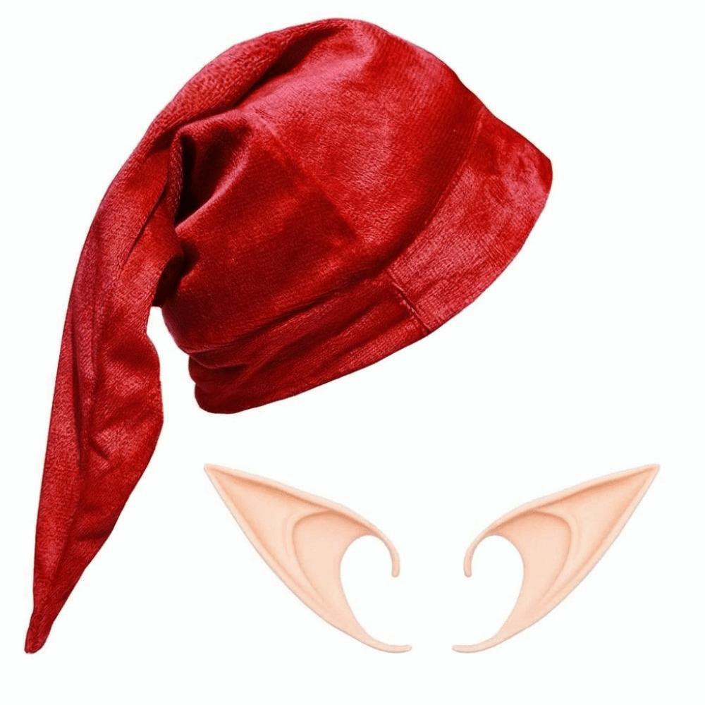 Long Pointed Halloween Elf Accessory Set Velvet Elf Ears Funny Elf Hat Trick or Treat