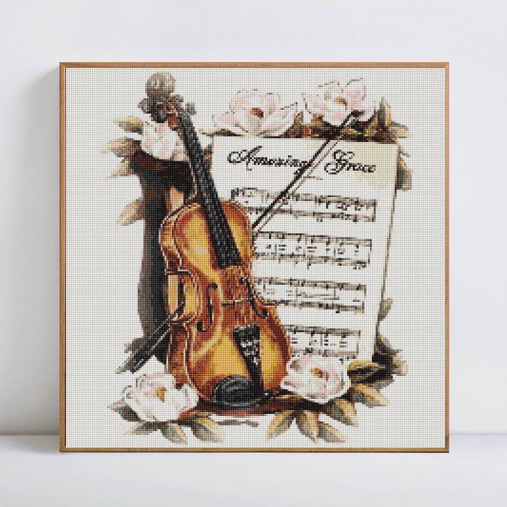 Diamond Round Diy Full Painting Cartoon Guitar Diamond Embroidery Display Picture Of Rhinestones