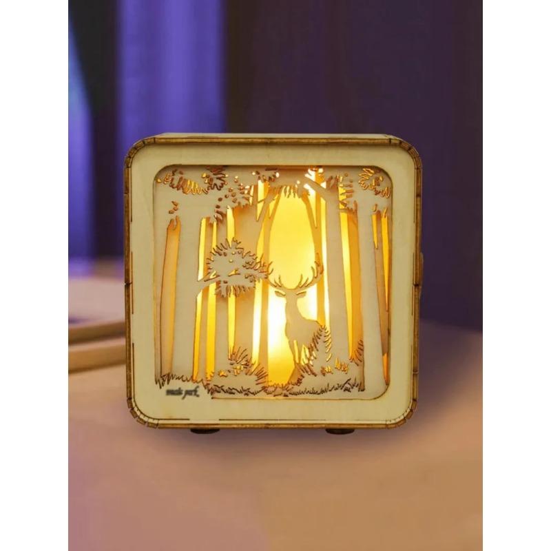 3D Деревянный пазл Ночной светильник, Деревянные пазлы для взрослых, Прикроватная лампа, DIY 3D Деревянные пазлы Светодиодная лампа, Креативные подарки для семьи и друзей