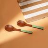 Wooden Paper Print Salad Server Set – Handcrafted Food-Safe Wood Serving Utensils