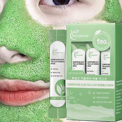 Маска для лица Tea Mud Bubble Mask, глубоко очищающая поры, сужающая поры, с комплексом кислот для удаления черных точек и сужения пор
