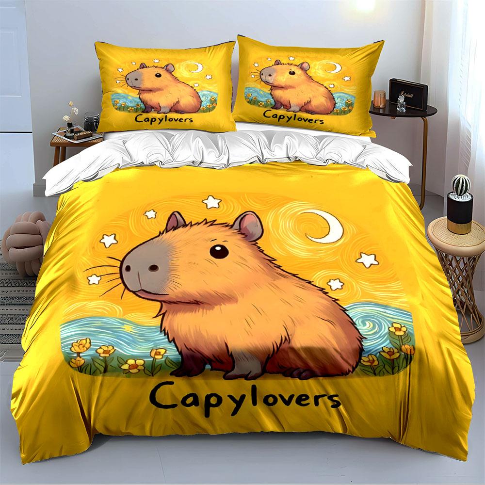 Capybara Yellow Bedding Set Bedding Duvet Cover Set Duvet Cover Pillowcases (1 * Duvet Cover 2 * Pillowcases, without duvet insert)