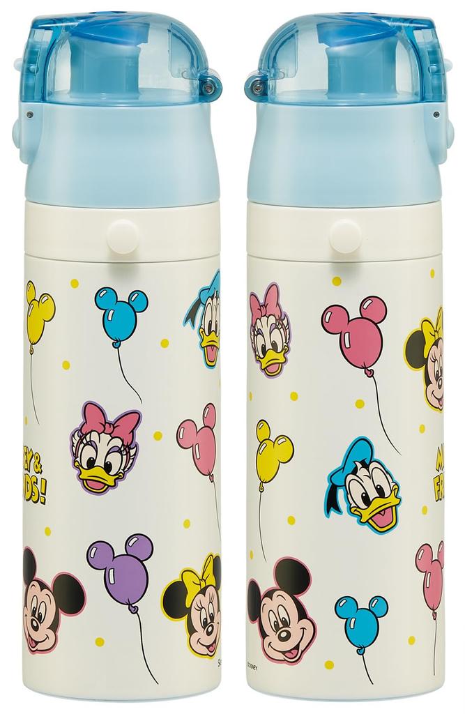 Skater Stainless Steel Water Bottle for Direct Lightweight and Disney Mickey Cooling Sports Water Kids, Drinking, 470ml, Child-Friendly, & Friends,