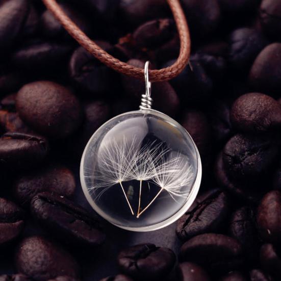 Стильное стеклянное ожерелье из одуванчика, автомобильный шар, подвеска, подвесное украшение для интерьера