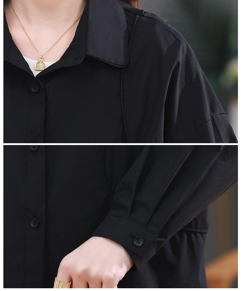 Женская рубашка с длинным рукавом из чистого хлопка - Популярная блузка осень/весна 2024