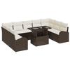 VidaXL Ensemble de canapé de jardin 10 pcs Marron Poly rotin, Canapé de jardin modulaire moderne, rectangulaire 3357441