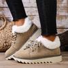 New Large-sized Front Lace-up Snow Boots for Women, Warm and Thickened Cotton Shoes