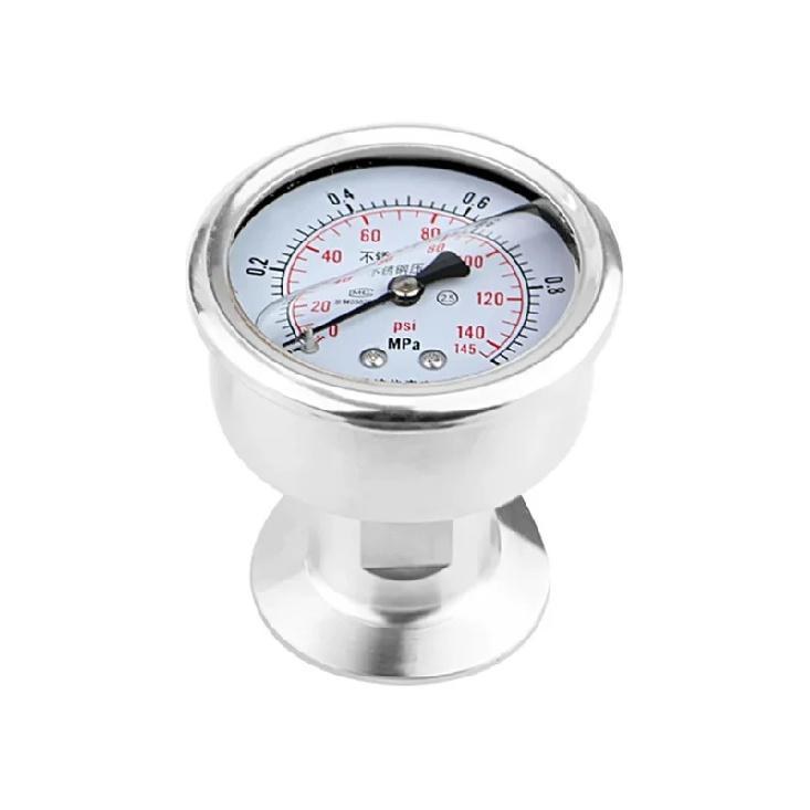 Bar/psi 1.5 inch (50.5mm)Tri Clamp Diaphragm Pressure Gauge SS304 Stainless Steel Body SS316 Diaphragm Manometer