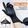 Heavy Duty Black Nitrile Gloves 8Mil Industrial Disposable Gloves with Diamond Textured Grip for Mechanic Safety & Work Gloves