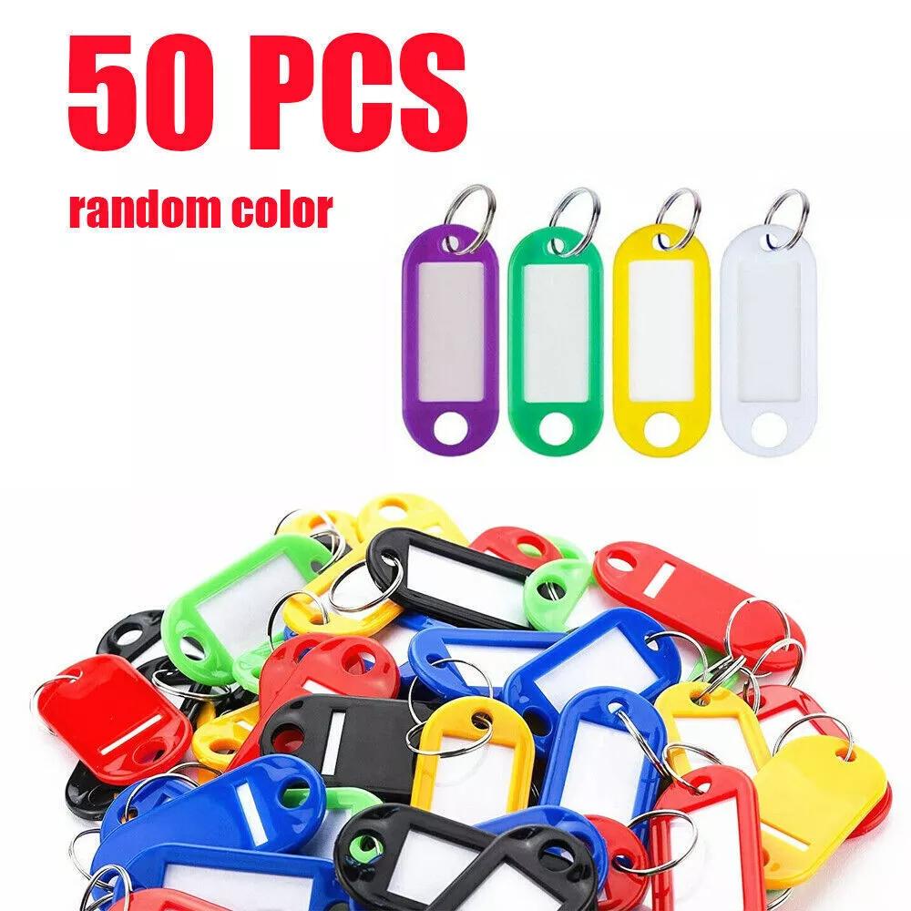 5-200pcs Plastic Key Tags With Split Keychain Ring Label Window For Diy Key Chain Kit Numbered Name Luggage Tags Accessories