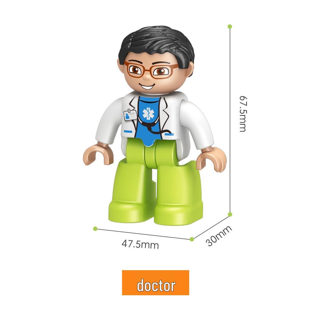Совместимо с LEGO Duplo: Крупные блоки, Аксессуары, Фигурки, Минифигурки, Куклы, Персонажи и Профессиональные роли (например, Полиция)