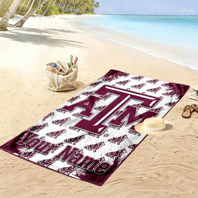 Name Custom Texas A&M Print Beach Towel, Large Soft Quick Dry Towel for Beach Camping Swimming