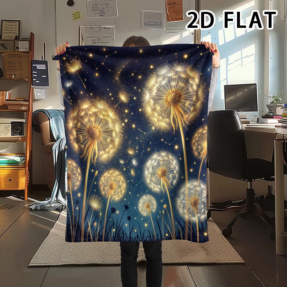 1Pc Dandelion Print Flannel Blanket,High quality Comfortable for All Seasons,Home Decor,Warmth and Comfort,Perfect for Christmas Gifts
