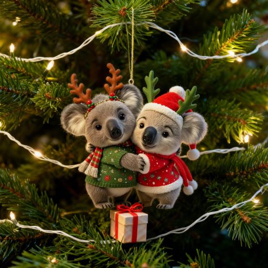 Рождественское украшение «Пара коал», 2D акриловая пара коал, животное, подвесное украшение, сувенирный подарок на годовщину свадьбы для пар