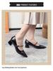 2025 Autumn Black Leather Mary Jane Shoes: Versatile, Pointed Toe, Low-Cut, Low Block Heel, Comfortable, Elegant for Women