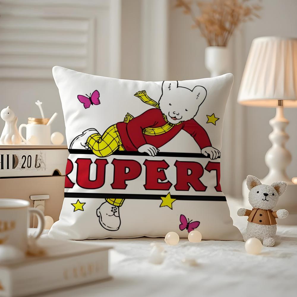 Аниме RRupert BBear Наволочка-подушка Антипылевой клещ Наволочка Невидимая молния Шелковистый короткий плюш Чехол на подушку для дивана