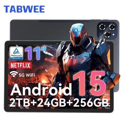 TABWEE 2025 W90 11-дюймовый планшет Android 15, 24 ГБ ОЗУ 256 ГБ памяти(2 ТБ ТФ),Большой дисплей Widevide L1, восьмиядерный T615, 8000 мАч, 5G WiFi, 4G LET, 18 Вт