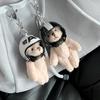 Lovely Helmeted Bear Charm Keychains Y2K Plush Ornament Pendant Car Backpack Decoration Bag Charm Jewelry