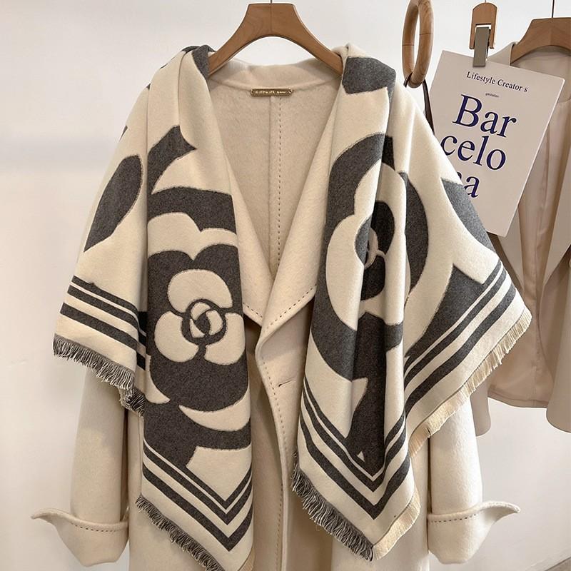 New Women'S Fashionable Imitation Cashmere Autumn And Winter Warm Large Square Scarf Double-Sided Tassel Scarf Air Conditioning Shawl
