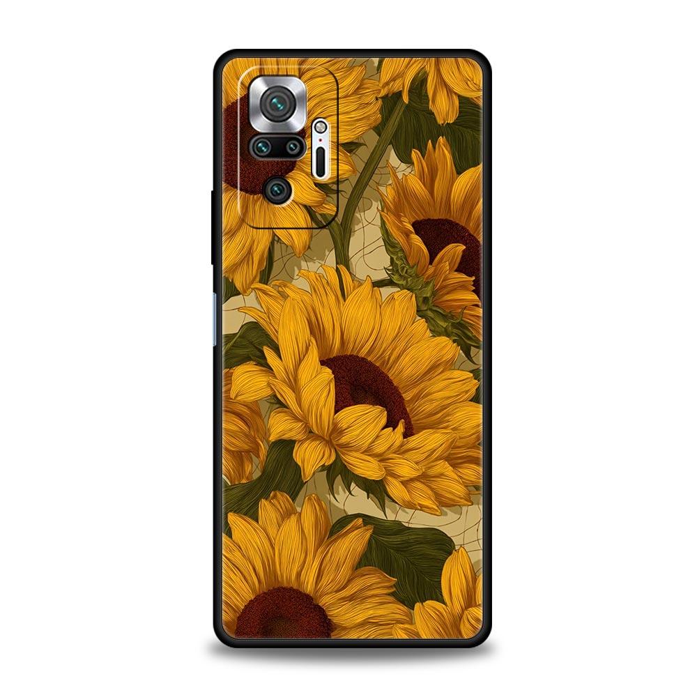 Abstract Plants Flower Phone Case Cover for Redmi 14C 10C Note 15 14 13 12 10 11 K40 Pro Plus 5G Soft TPU Shockproof Shell Funda