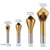 90° Chamfer Drill Bit Taper Cutter Deburr Countersink Titanium Coated Round Shank For Aluminum Wood Soft Metal Smooth Hole Cut