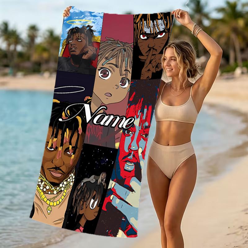 Customizable personalized beach towels Juice WRLD themed designs.Suitable for the beach, yoga, sports;ideal as beach accessories