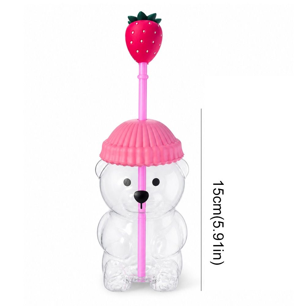 Transparent Bear Drinking Cup with Lid Teddy Bear Plastic Cup Gifts Bear Straw Cup Weekend Picnics
