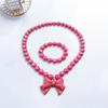 1 Set Princess Gift Necklace Bracelet Set Adorable Bow Candy Color Eco-friendly Bow Necklace for Girls