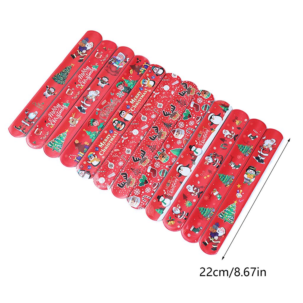 Упаковка из 100 рождественских браслетов-шлепков разных стилей, браслет-игрушка для сезонного празднования, стильное украшение для вечеринки