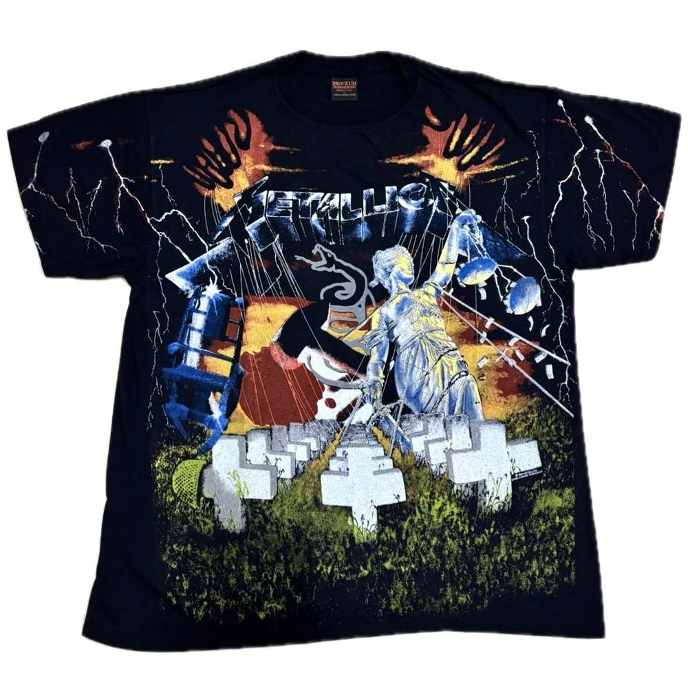 1991 Vintage METALLICA AOP All Over Print L 90s Rare Single Stitch Shirt REPRINT