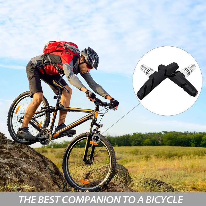 2 пары V-образных бесшумных тормозных колодок, подходящих для шоссейных горных велосипедов, бесшумные прочные тормозные колодки, аксессуары для велосипеда, велосипедный тормоз