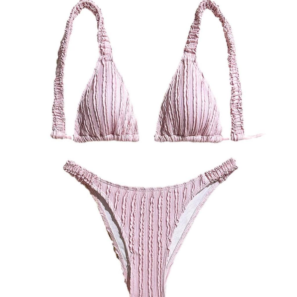 2024 Европейский и американский однотонный сексуальный купальник-бикини женский - Пляжная одежда в стиле Инс