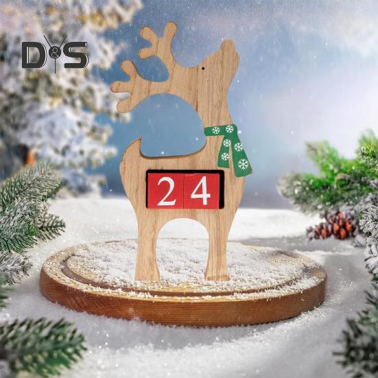 Рождественский Адвент-календарь с подвижным цифровым блоком Санта-Клаус, лось, снеговик, календарь обратного отсчета, рождественская табличка, настольное украшение, орнамент