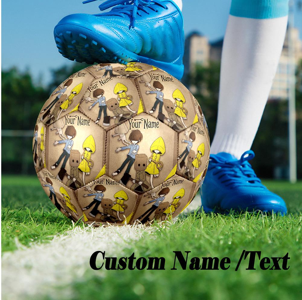 Custom Text Size 5 Soccer Ball, Standard Match Football For OutdoorLittle Nightmares Six Mono