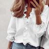 Женская свободная блузка с рюшами и V-образным вырезом с длинным рукавом и повседневным фонариком
