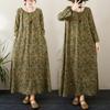 New 2025 Women Plus Size Spring Long Dress Basic Long Sleeve Loose Casual Floral Vintage Maxi Oversize