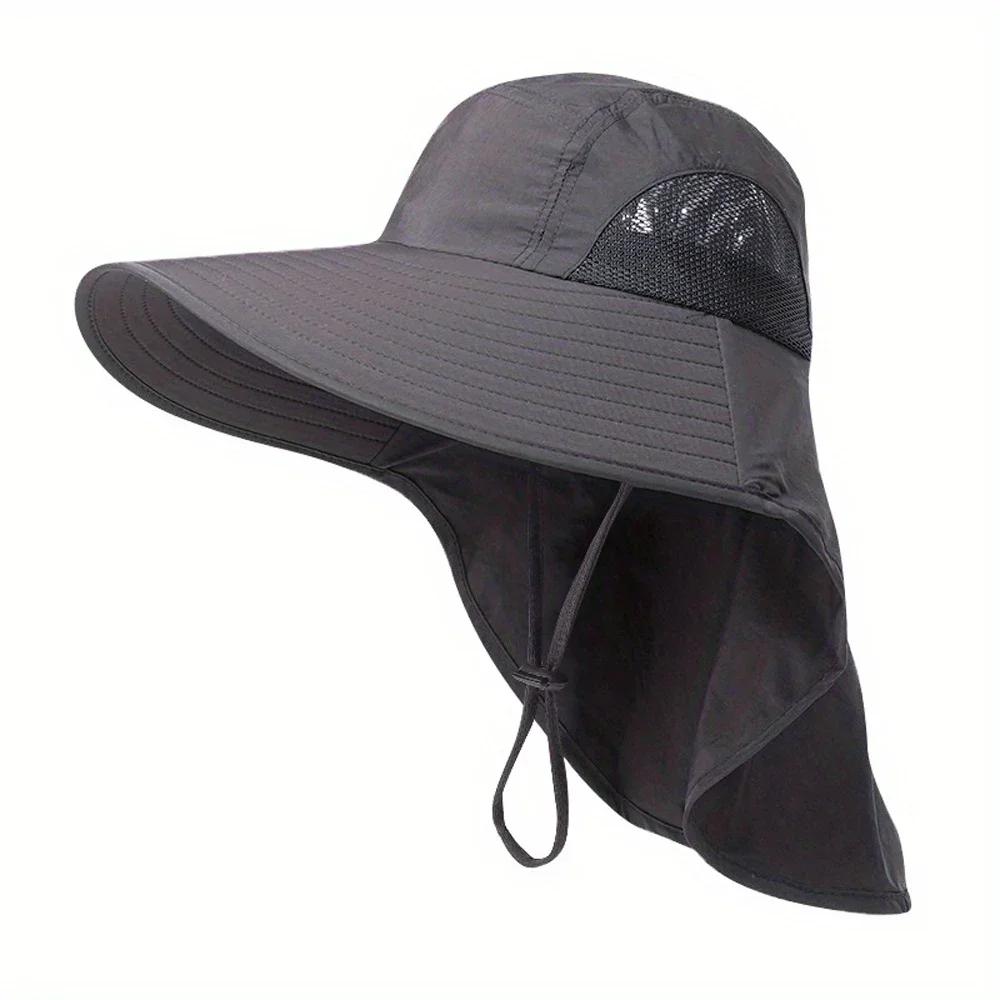 1PC UPF50+ Wide Brim Sun Hat with Neck Flap for Men & Women Outdoor Protection Safari Cap Summer Breathable Hiking Fishing Hats