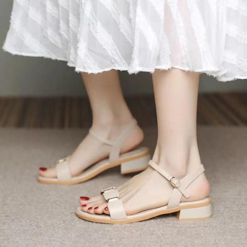 Женская обувь сандалии с пряжками для женщин One Word Footwear Square Heels Лето 2024 Средний Офис Работа С Элегантным Горячее Предложение F