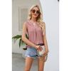 GMXIA Summer Women's V-neck Vest Hollowed Out Sleeveless Pleated Top
