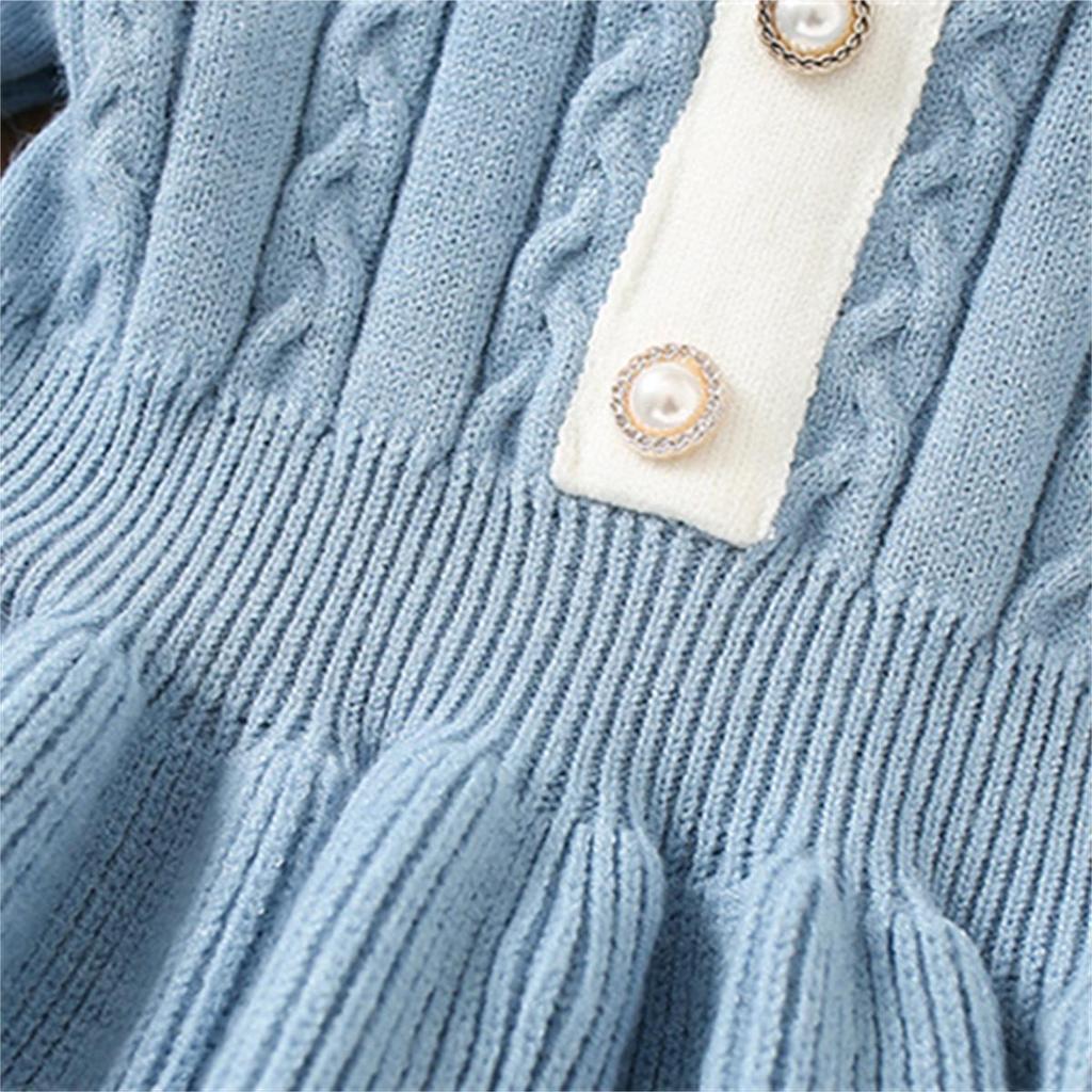 Платье для девочек, зимнее вязаное платье-свитер, осеннее платье принцессы с длинным рукавом, Vestidos, теплая одежда для маленьких девочек, детская одежда