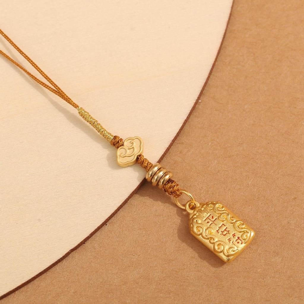 Ремешок для мобильного телефона в китайском стиле песочно-золотистого цвета с металлической цепочкой и маленькой подвеской для мужчин и женщин